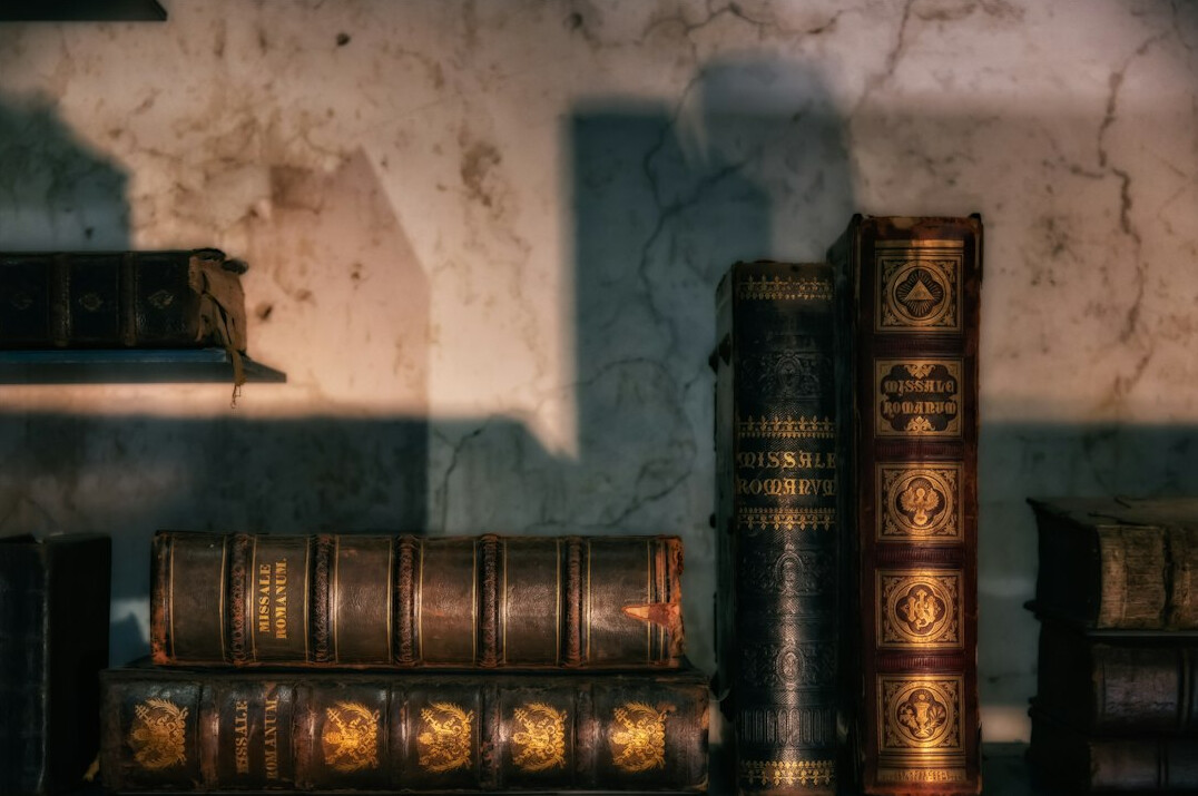 old detective books on shelf