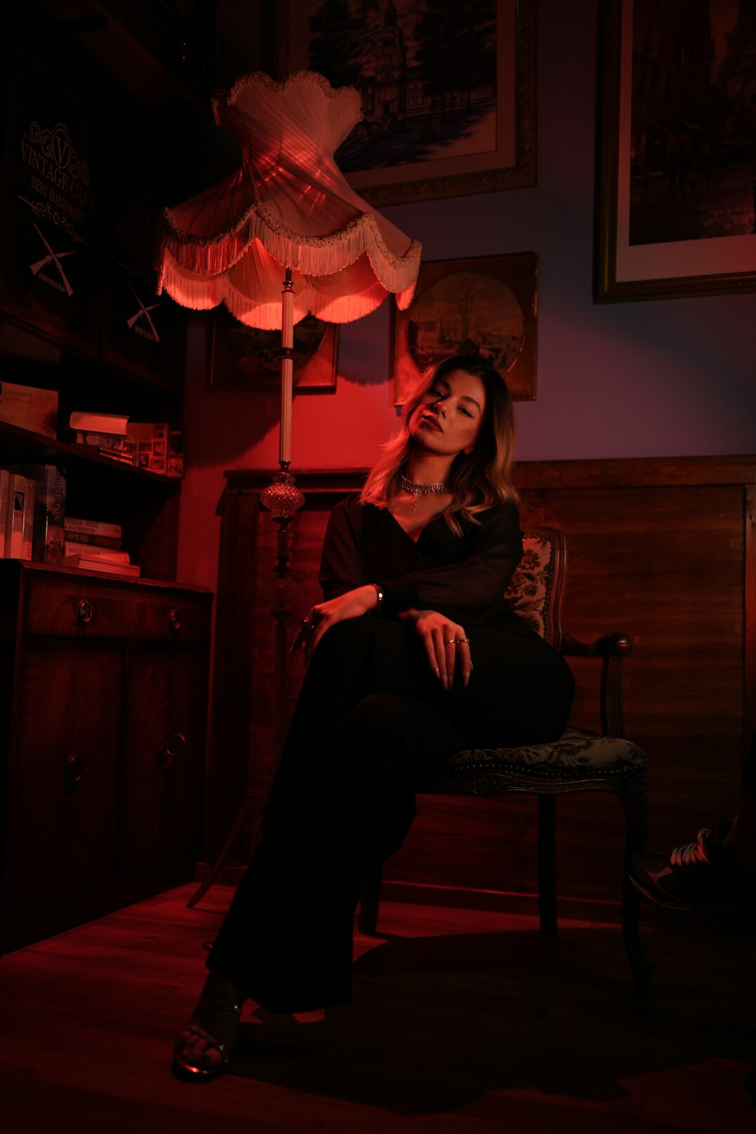 detective in dark room