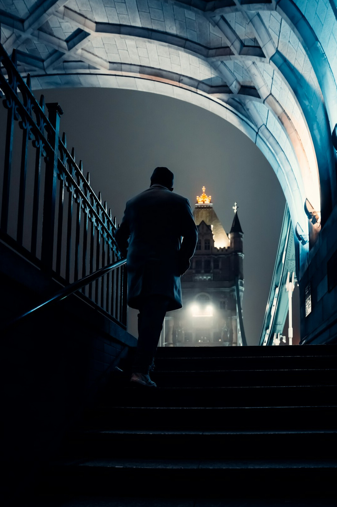 detective looking for clues at night